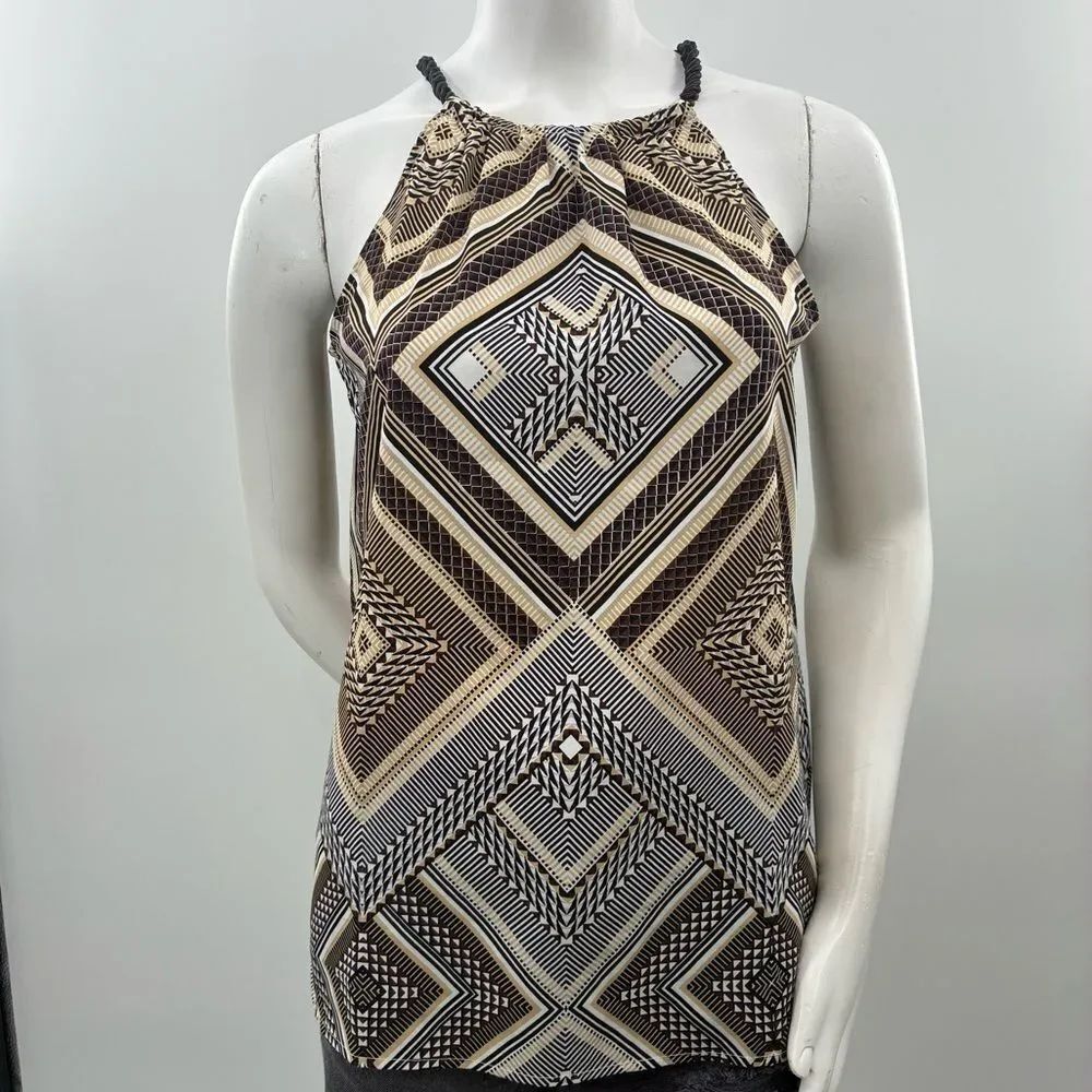 3For$20 Charming Charlie Geometric Halter Top in Black, Cream& Brown size: Small